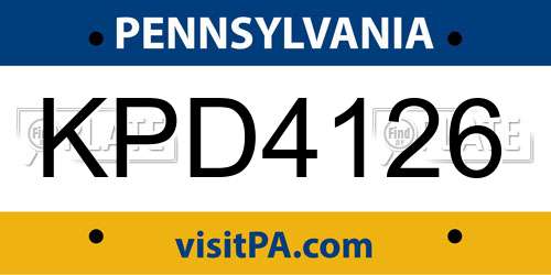 KPD4126 Pennsylvania License Plate
