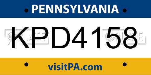 KPD4158 Pennsylvania License Plate