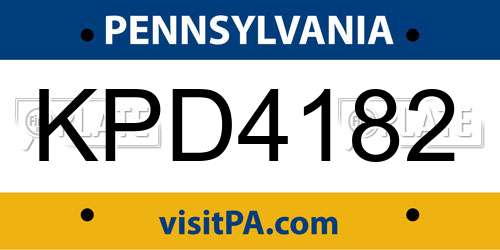 KPD4182 Pennsylvania License Plate