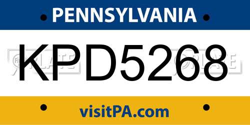 KPD5268 Pennsylvania License Plate