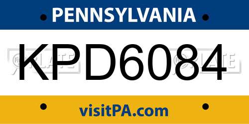 KPD6084 Pennsylvania License Plate