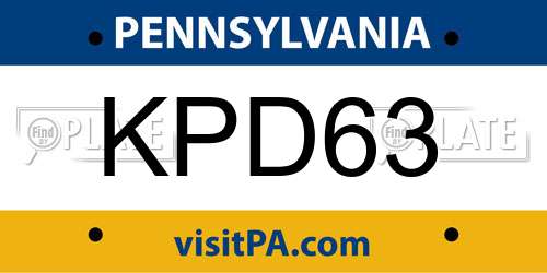 KPD63 Pennsylvania License Plate
