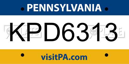 KPD6313 Pennsylvania License Plate