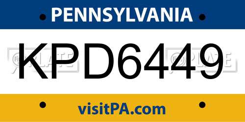 KPD6449 Pennsylvania License Plate