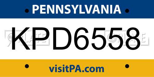 KPD6558 Pennsylvania License Plate