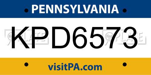KPD6573 Pennsylvania License Plate