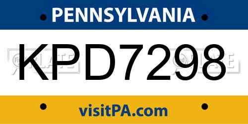 KPD7298 Pennsylvania License Plate