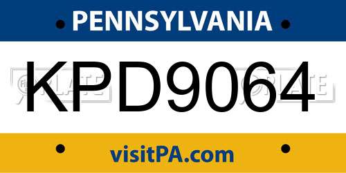 KPD9064 Pennsylvania License Plate