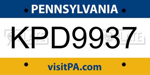 KPD9937 Pennsylvania License Plate