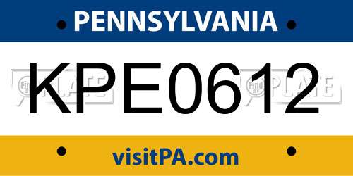 KPE0612 Pennsylvania License Plate