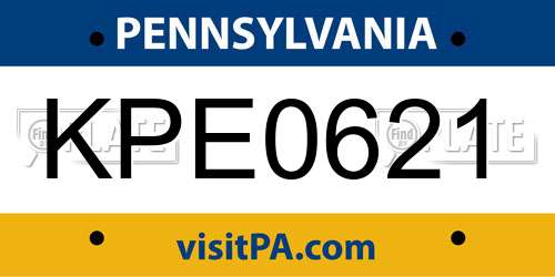 KPE0621 Pennsylvania License Plate