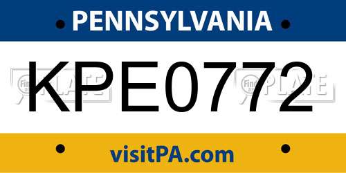 KPE0772 Pennsylvania License Plate