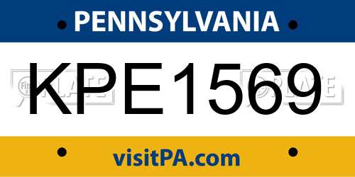 KPE1569 Pennsylvania License Plate