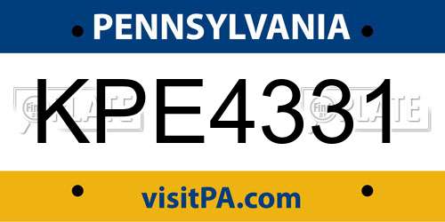 KPE4331 Pennsylvania License Plate