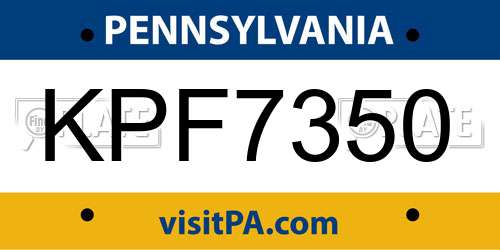 KPF7350 Pennsylvania License Plate