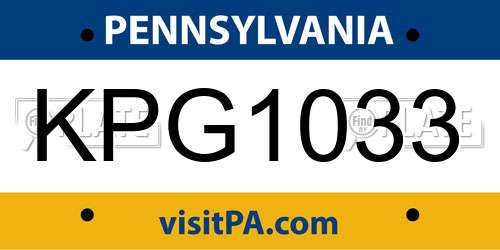 KPG1033 Pennsylvania License Plate