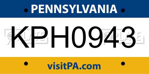 KPH0943 Pennsylvania License Plate