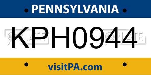 KPH0944 Pennsylvania License Plate