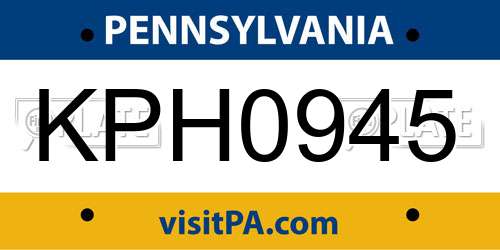 KPH0945 Pennsylvania License Plate