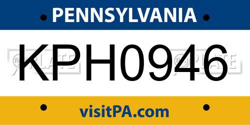 KPH0946 Pennsylvania License Plate