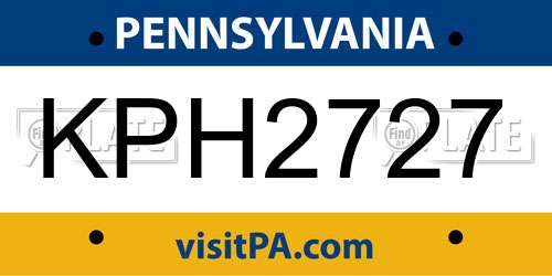 KPH2727 Pennsylvania License Plate