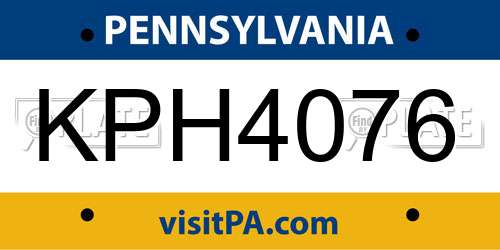 KPH4076 Pennsylvania License Plate
