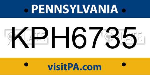 KPH6735 Pennsylvania License Plate