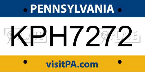 KPH7272 Pennsylvania License Plate
