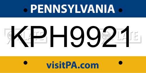 KPH9921 Pennsylvania License Plate