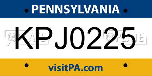 KPJ0225 Pennsylvania License Plate