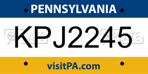 KPJ2245 Pennsylvania License Plate