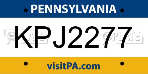 KPJ2277 Pennsylvania License Plate