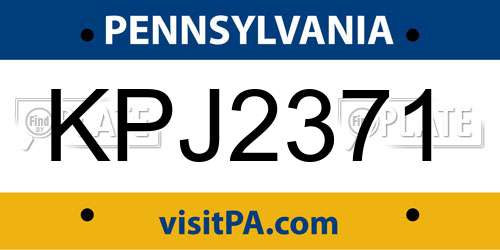 KPJ2371 Pennsylvania License Plate