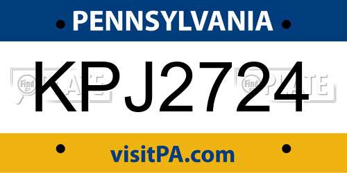 KPJ2724 Pennsylvania License Plate