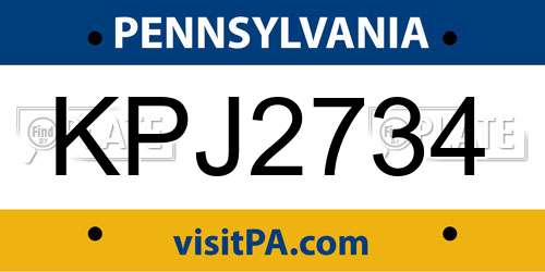 KPJ2734 Pennsylvania License Plate