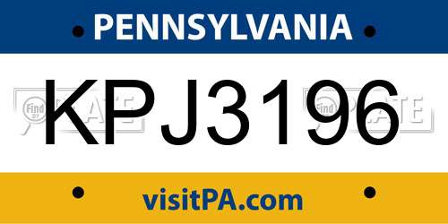 KPJ3196 Pennsylvania License Plate