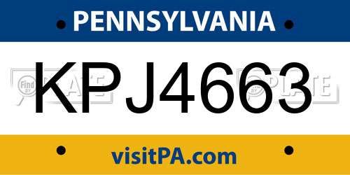 KPJ4663 Pennsylvania License Plate