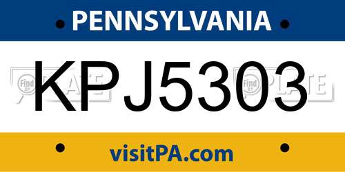 KPJ5303 Pennsylvania License Plate
