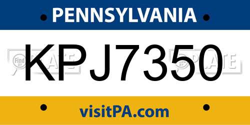 KPJ7350 Pennsylvania License Plate
