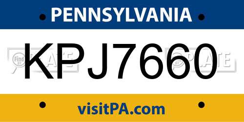 KPJ7660 Pennsylvania License Plate