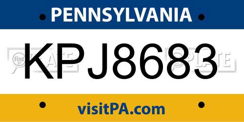 KPJ8683 Pennsylvania License Plate