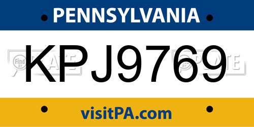 KPJ9769 Pennsylvania License Plate