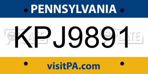 KPJ9891 Pennsylvania License Plate