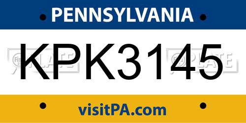 KPK3145 Pennsylvania License Plate