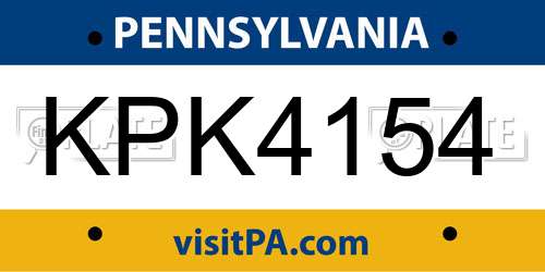 KPK4154 Pennsylvania License Plate