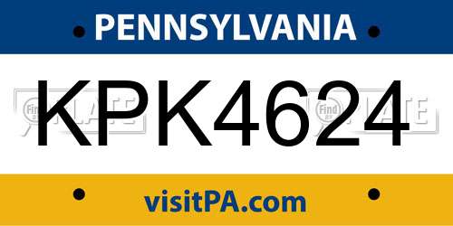 KPK4624 Pennsylvania License Plate