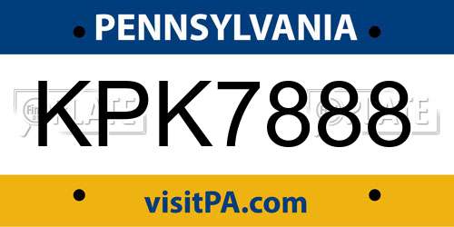 KPK7888 Pennsylvania License Plate