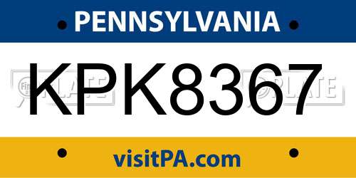 KPK8367 Pennsylvania License Plate