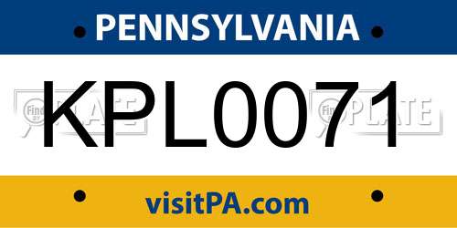 KPL0071 Pennsylvania License Plate