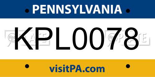 KPL0078 Pennsylvania License Plate